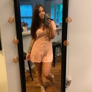 Pink button down romper